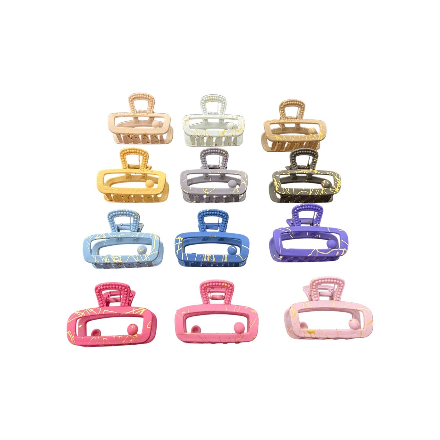 Matte Marble Rectangle Hair Claw Clip – 1pc Stylish Grip for Women