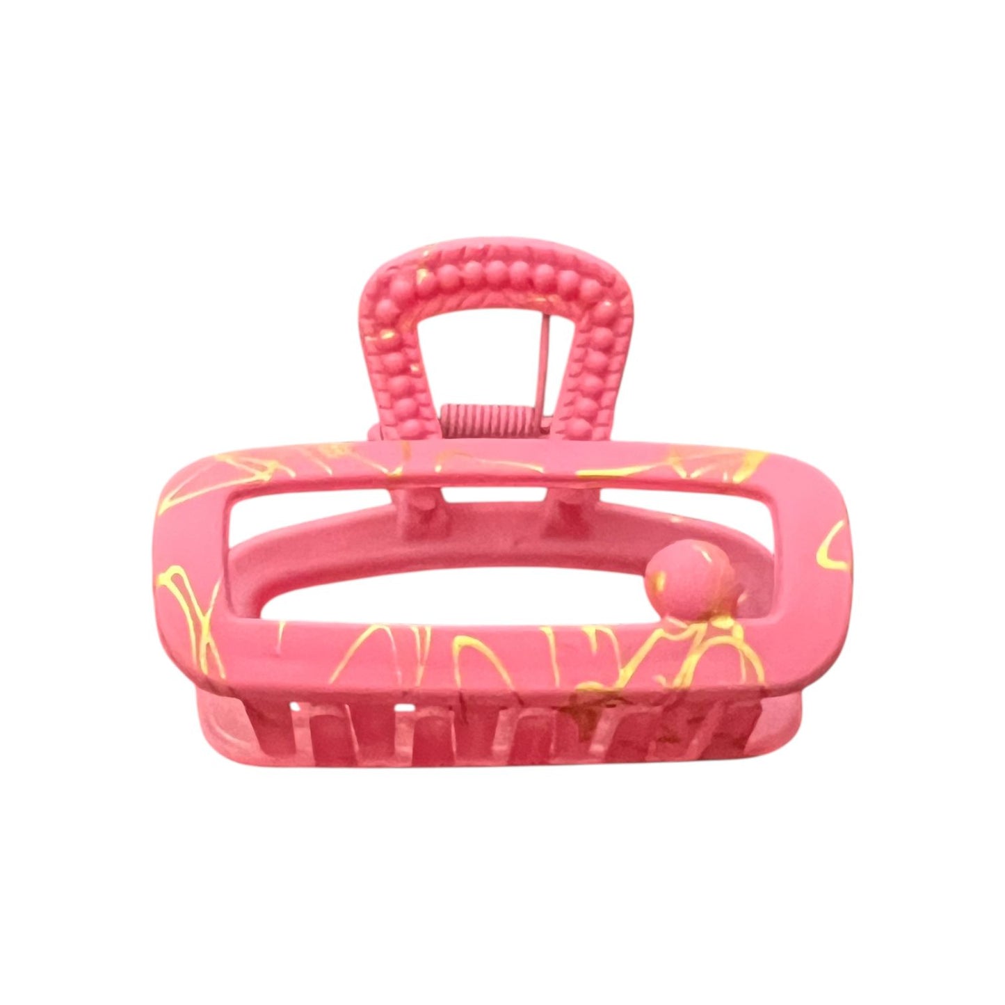 Matte Marble Rectangle Hair Claw Clip – 1pc Stylish Grip for Women