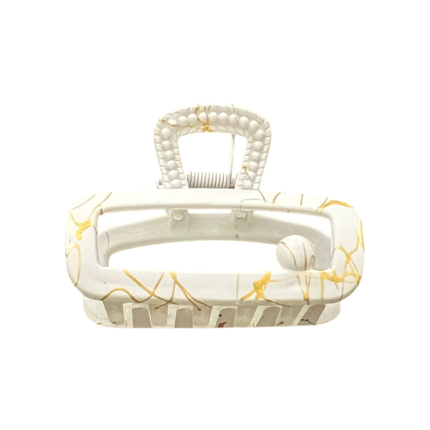 Matte Marble Rectangle Hair Claw Clip – 1pc Stylish Grip for Women