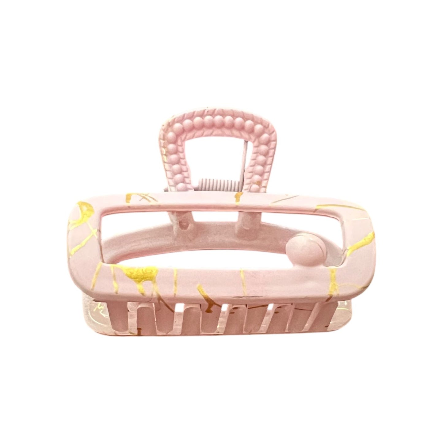 Matte Marble Rectangle Hair Claw Clip – 1pc Stylish Grip for Women