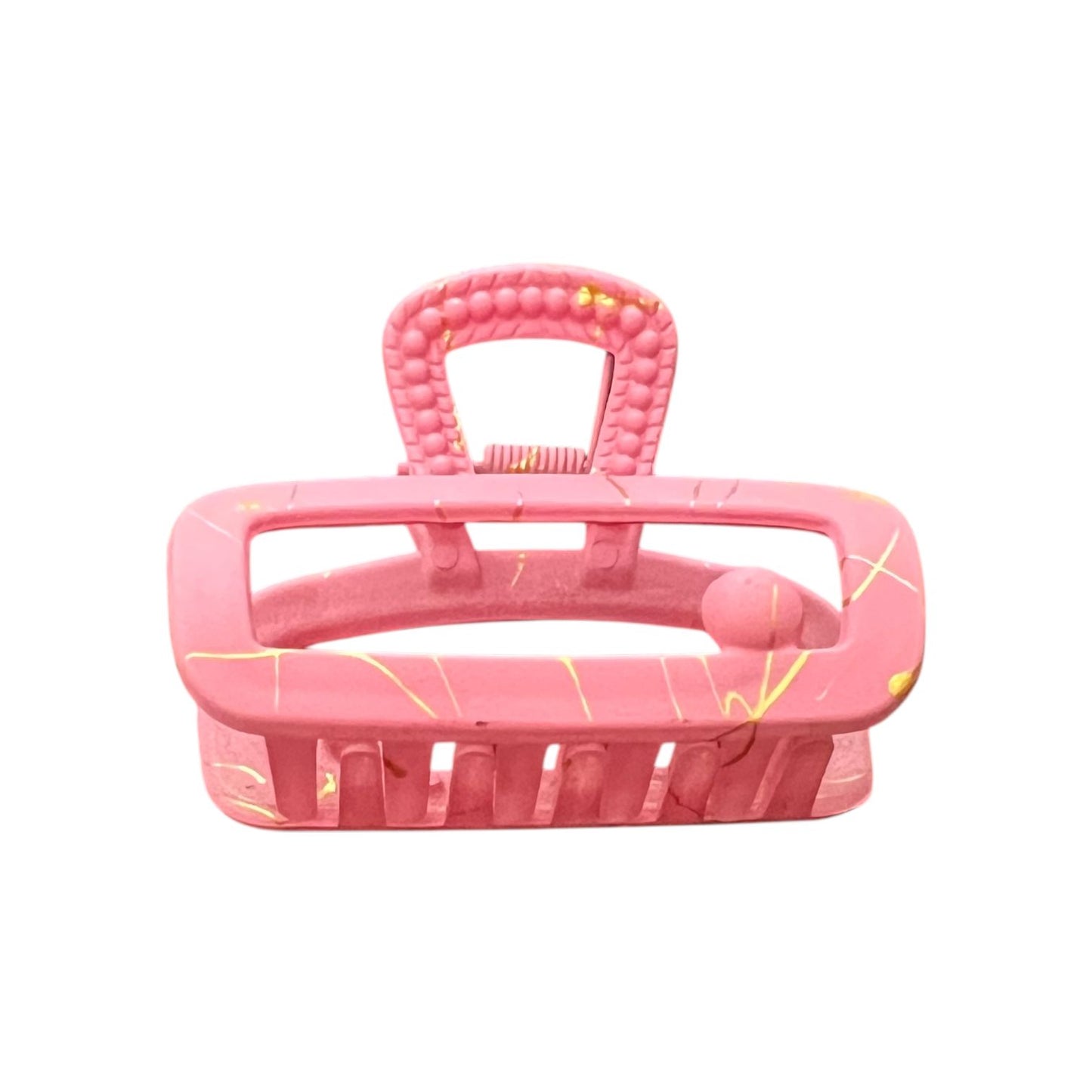 Matte Marble Rectangle Hair Claw Clip – 1pc Stylish Grip for Women