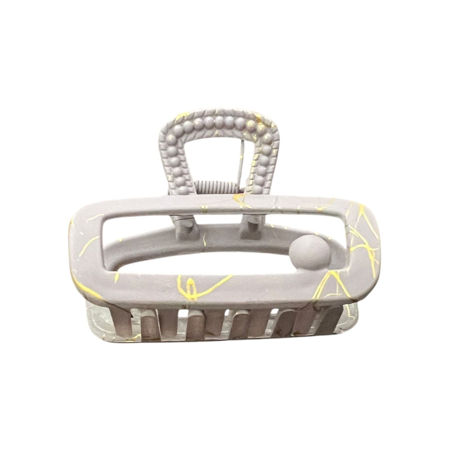 Matte Marble Rectangle Hair Claw Clip – 1pc Stylish Grip for Women