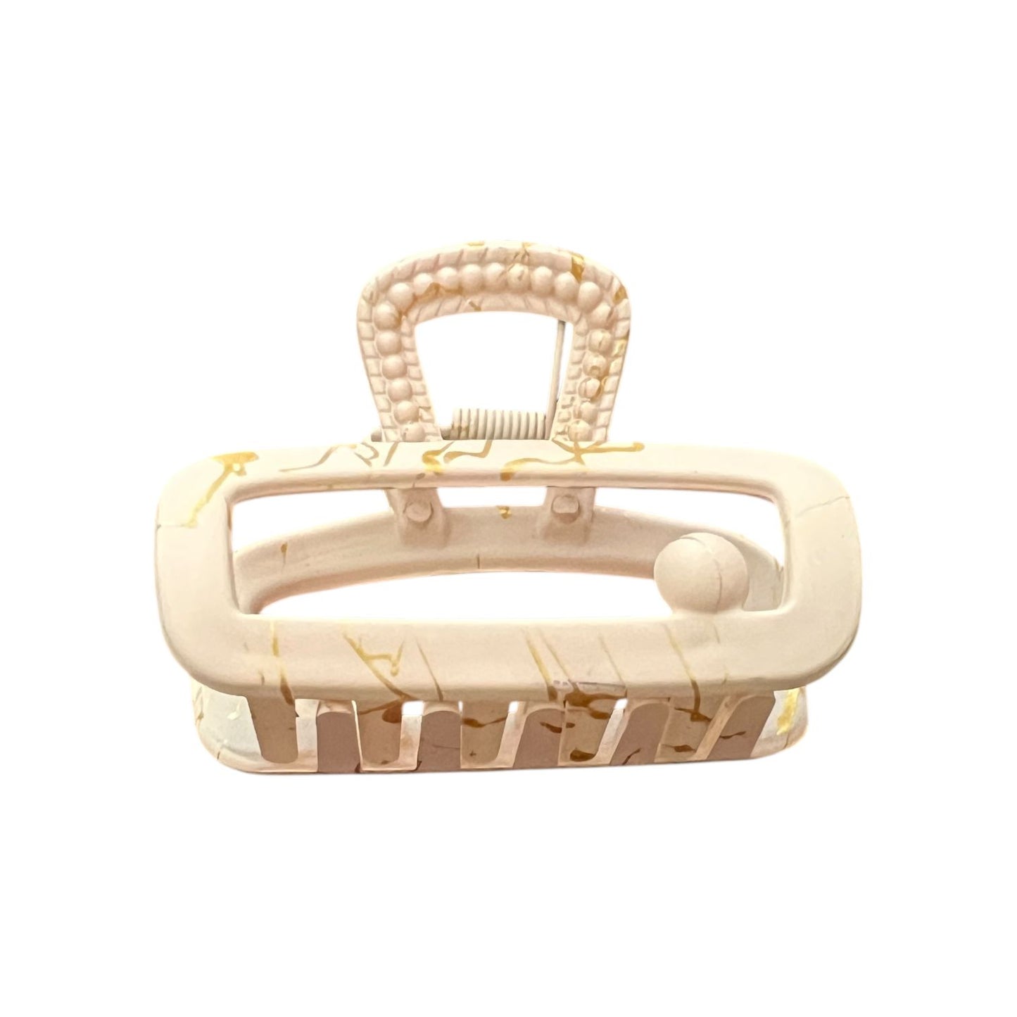 Matte Marble Rectangle Hair Claw Clip – 1pc Stylish Grip for Women