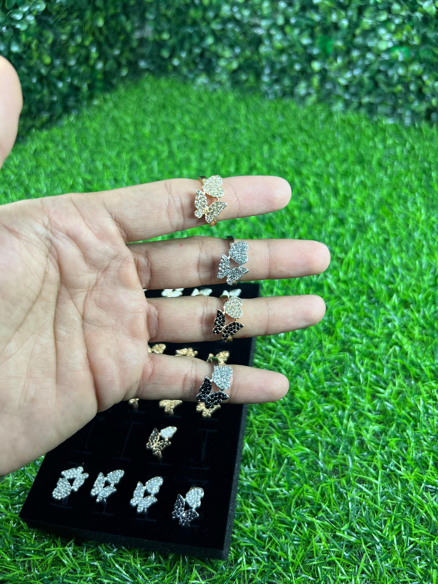 6 Pcs| Heart & butterfly zircon ring