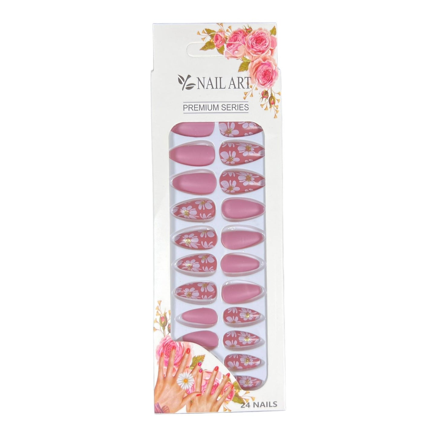 Box of 24 Matt False Nails with Glue Stickers