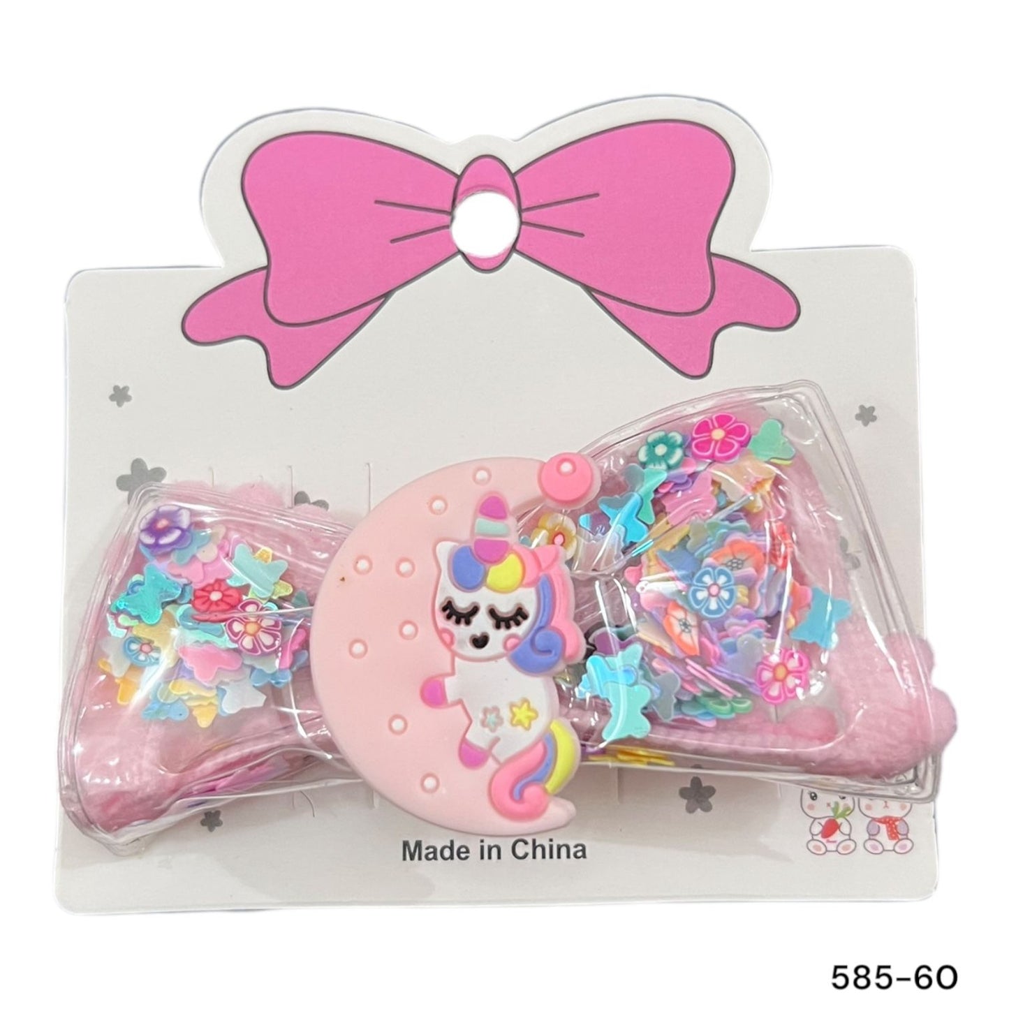 Imported glittery unicorn bow alligator clip for girls