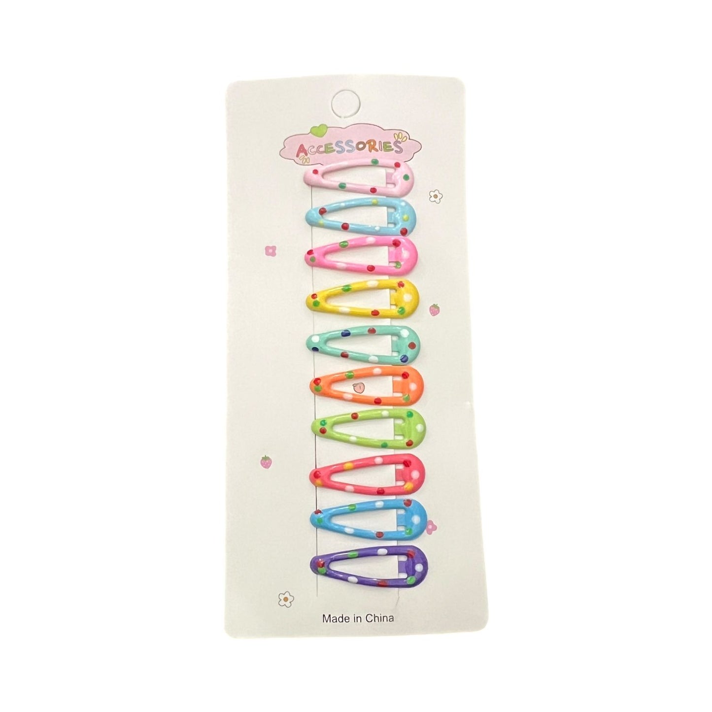 Polka Dot Tic Tac Hair Clips – 10-Piece Colorful Set