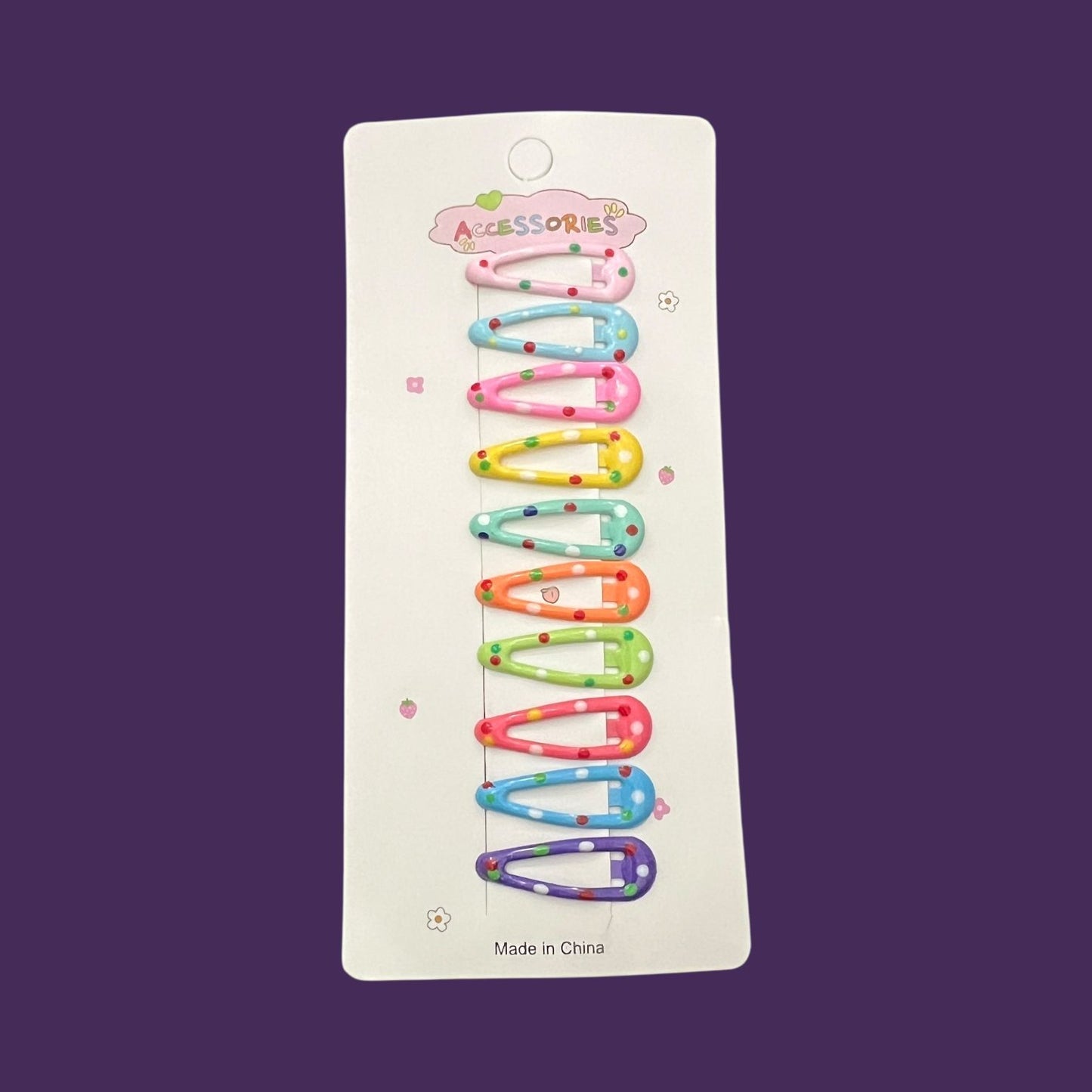 Polka Dot Tic Tac Hair Clips – 10-Piece Colorful Set