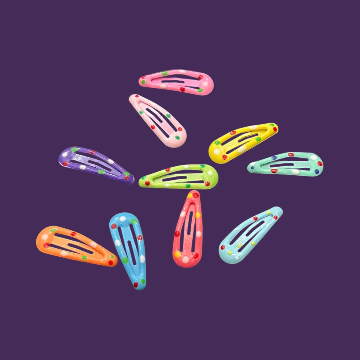 Polka Dot Tic Tac Hair Clips – 10-Piece Colorful Set