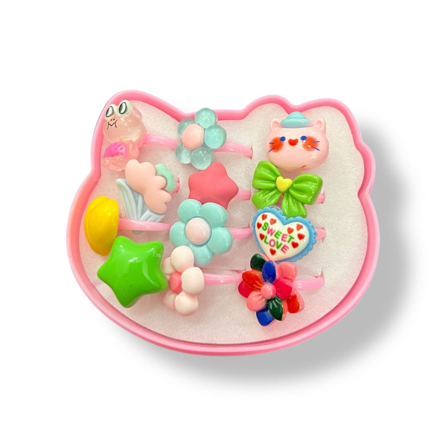 Cute Baby Girl Rings Set – 12pcs Cartoon & Floral Designs
