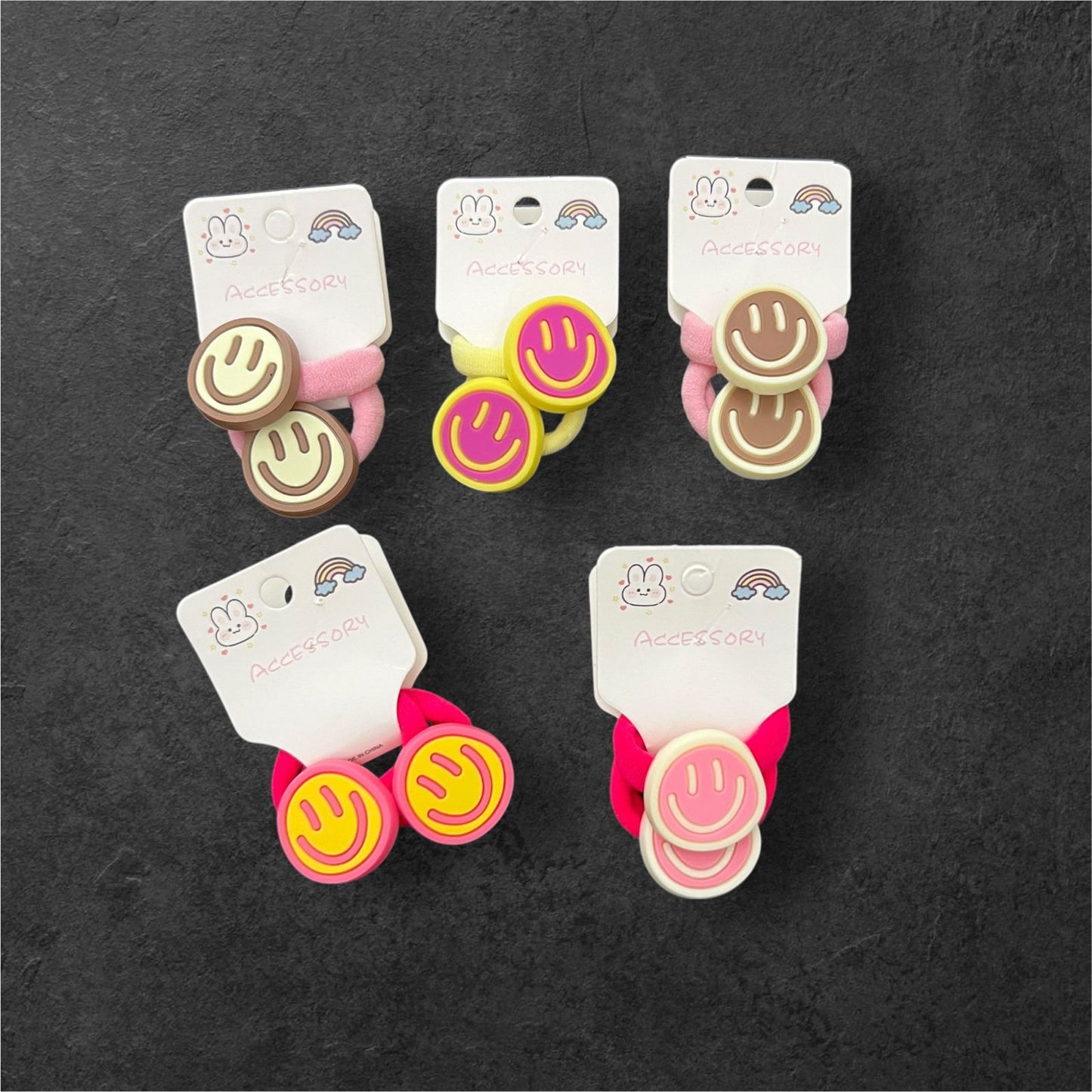 5 Pairs Smiley Face Hair Ties for Kids