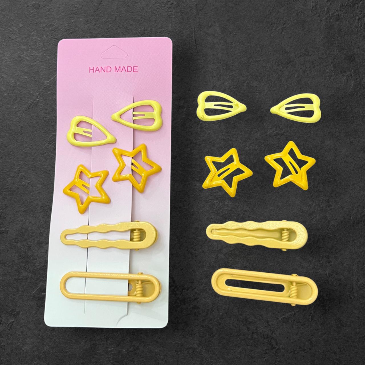 Girls 6-Piece Hair Clips Set – 2 Heart Tic Tac, 2 Star Tic Tac & 2 Hair Pins