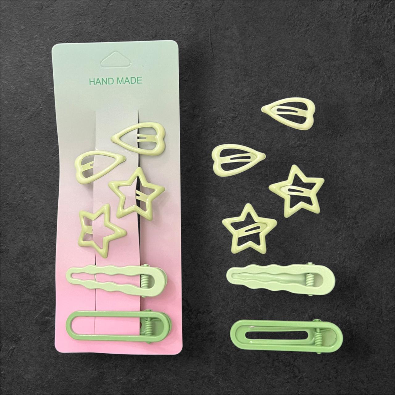Girls 6-Piece Hair Clips Set – 2 Heart Tic Tac, 2 Star Tic Tac & 2 Hair Pins