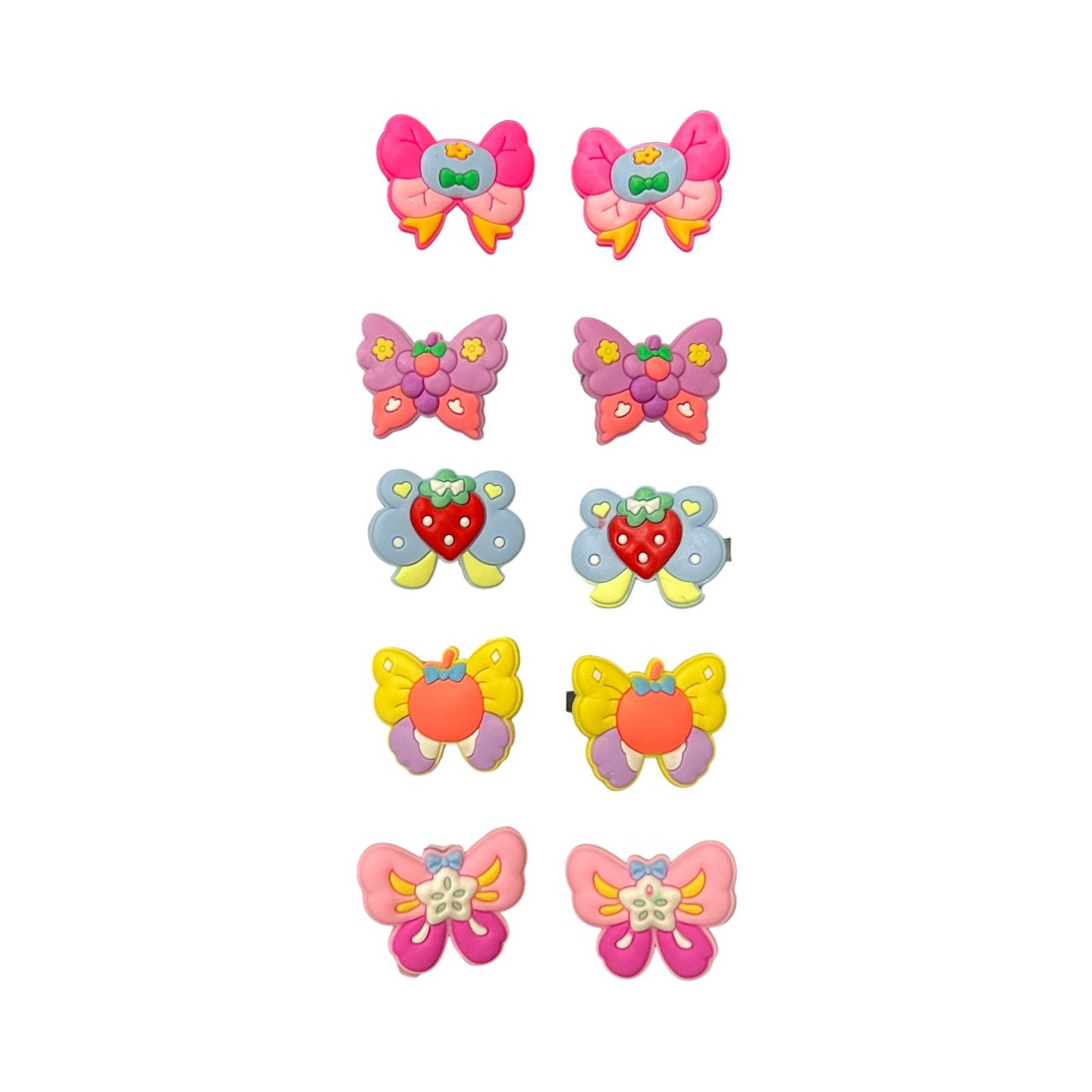 10 Pcs Cute Fruit & Bow Butterfly Hair Clips for Girls