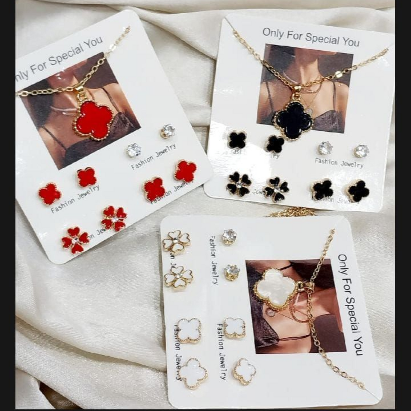 Elegant Clover Pendant & Earring Set