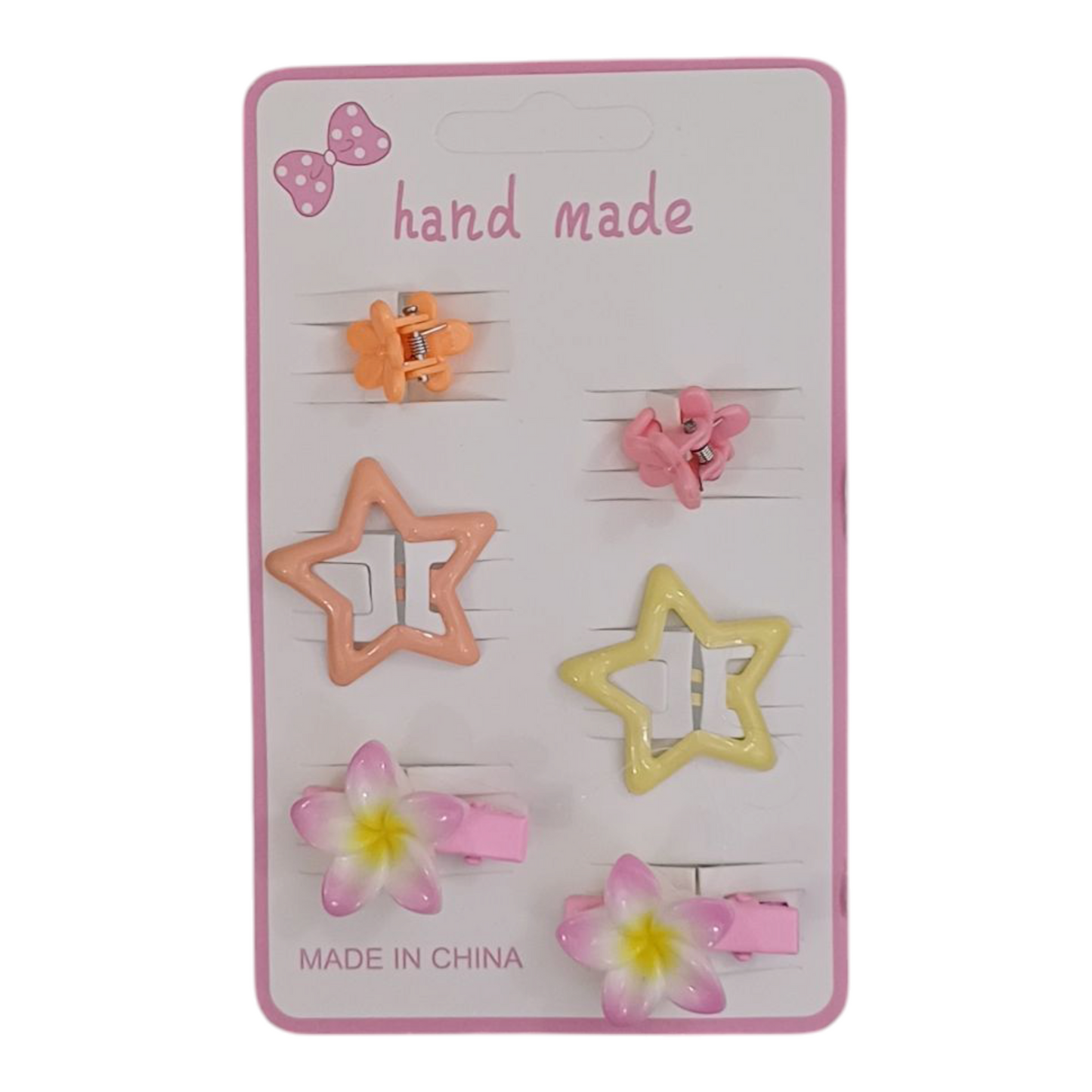 Pack of 6 Imported Star Tic Tac Flower Alligator Clips and Mini Claws