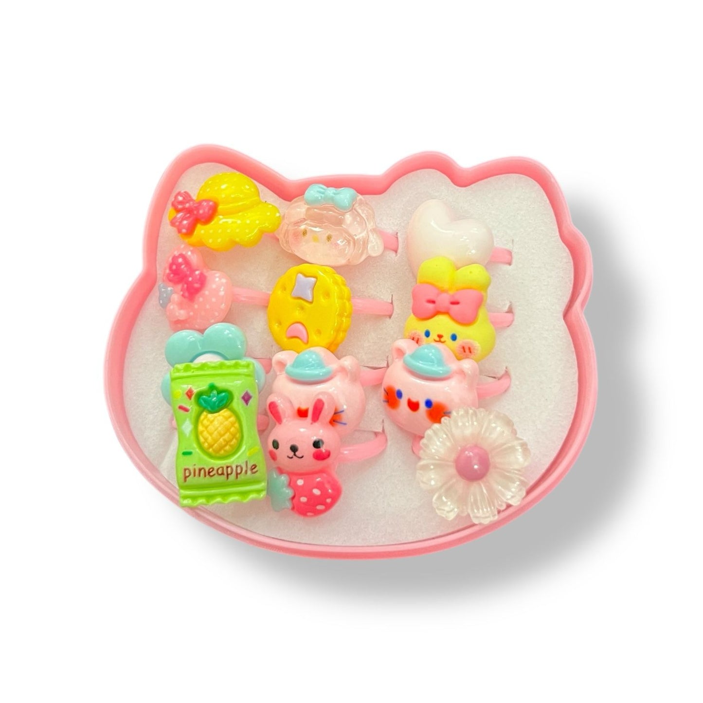 Cute Baby Girl Rings Set – 12pcs Cartoon & Floral Designs