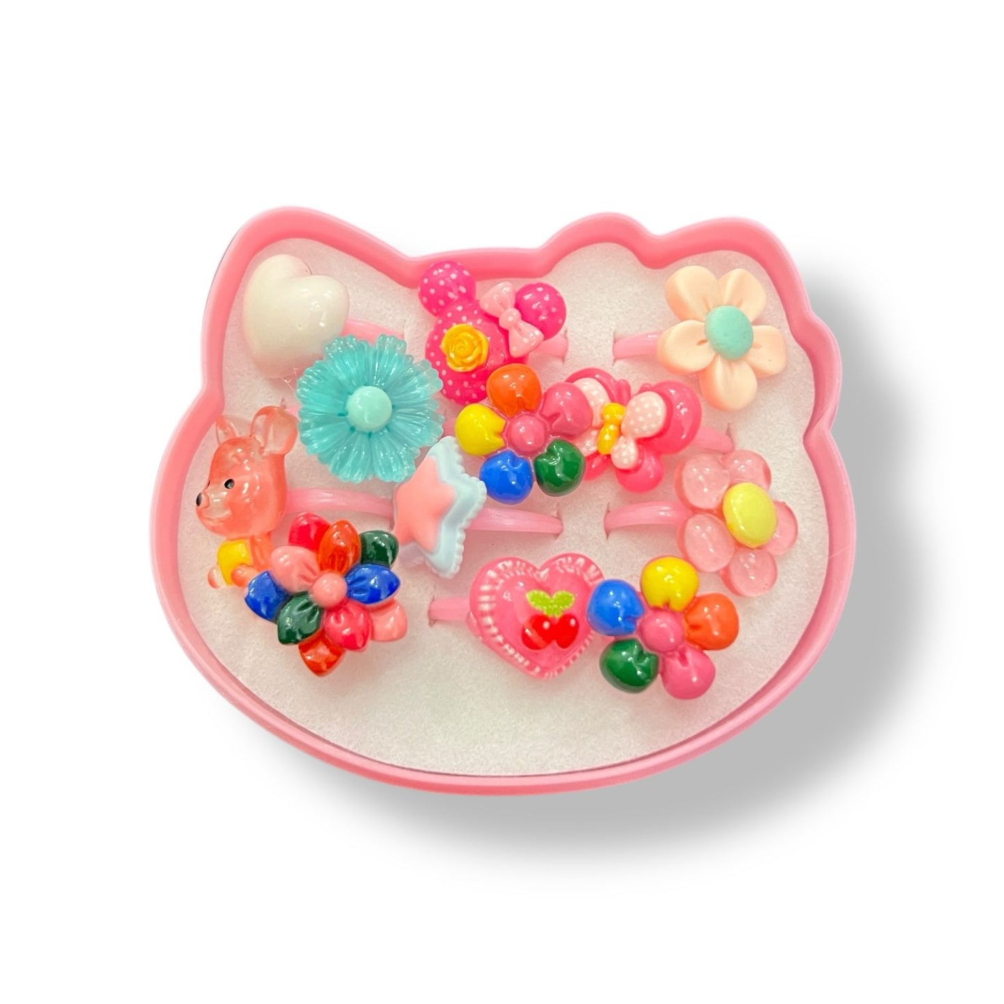 Cute Baby Girl Rings Set – 12pcs Cartoon & Floral Designs