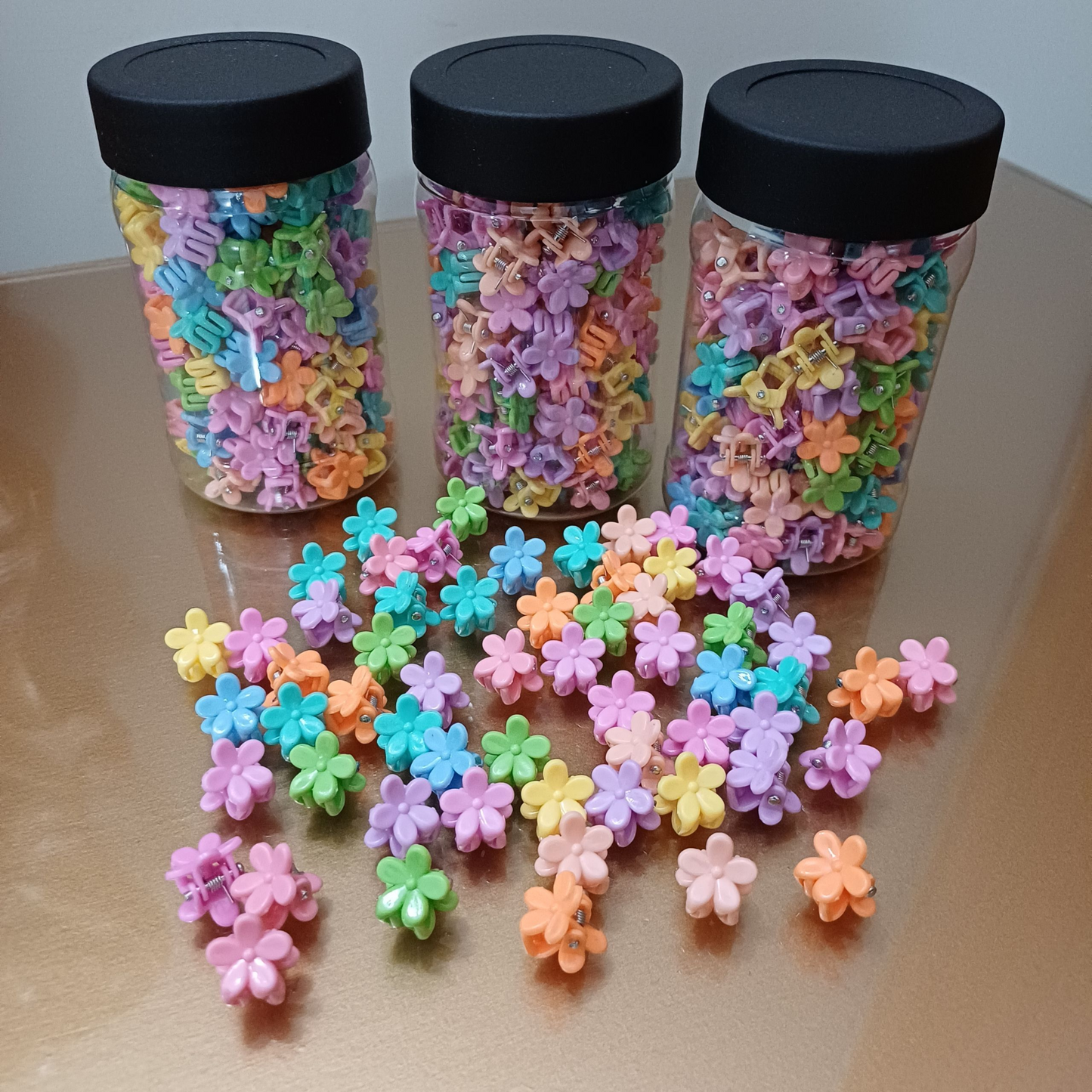 Flower Hair Clips Jar of 100 Pcs