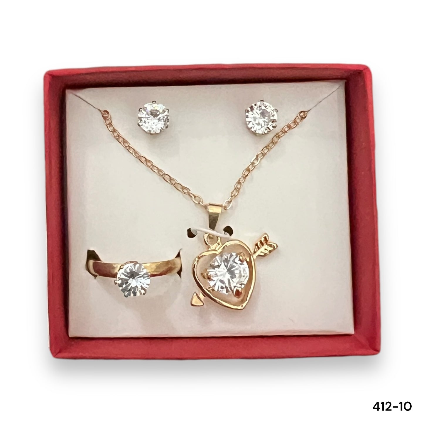 1 set | beautiful premium pendant ring set for girls women - golden