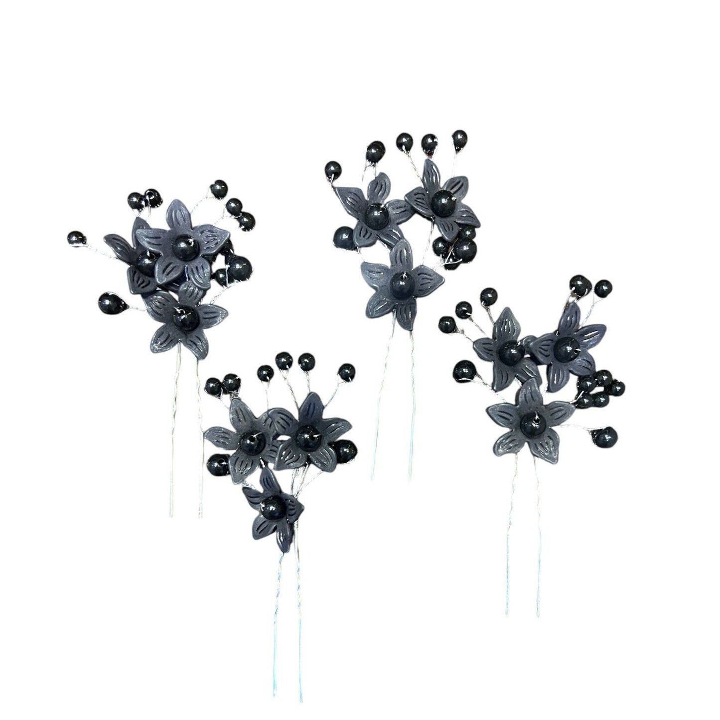12 pieces | Crystal Imitated Flower Hair Pins Charm Handmade Bridal Hair Accessories