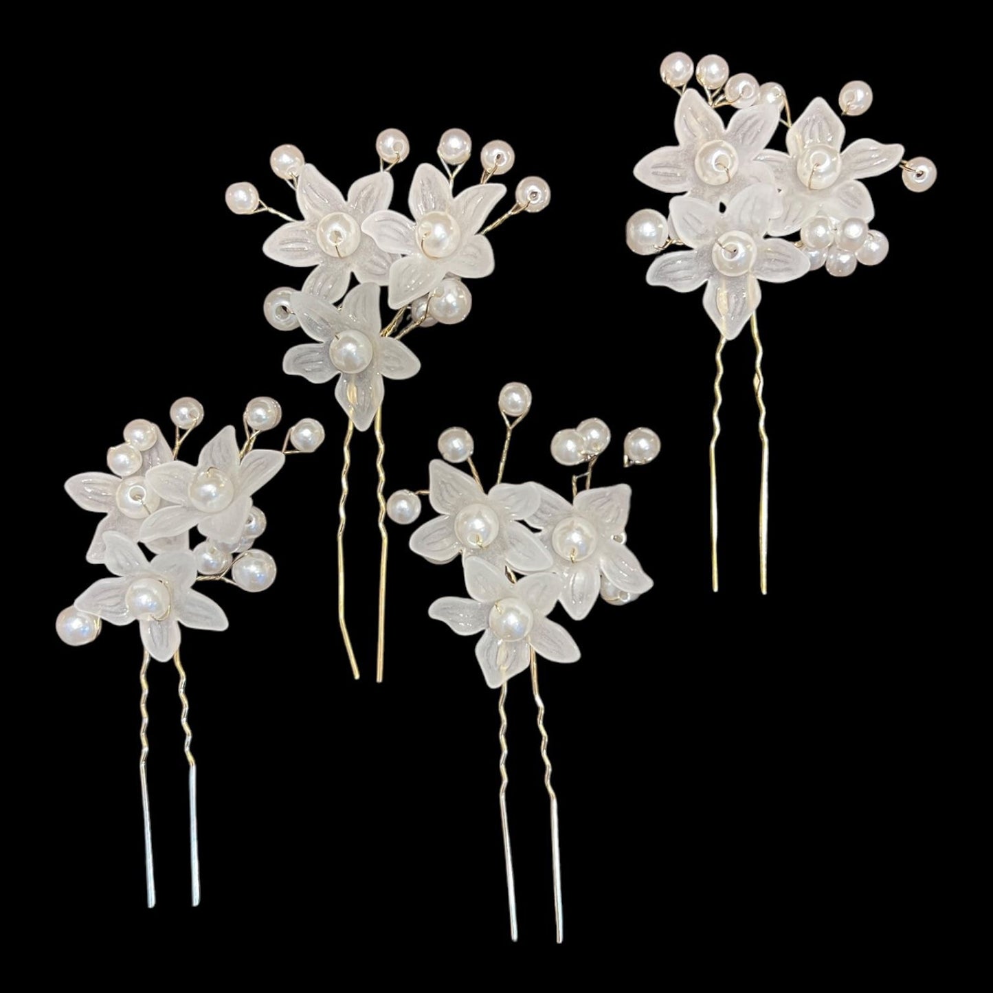 12 pieces | Crystal Imitated Flower Hair Pins Charm Handmade Bridal Hair Accessories