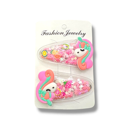 Unicorn Glitter Hair Clips for Kids – Pack of 2