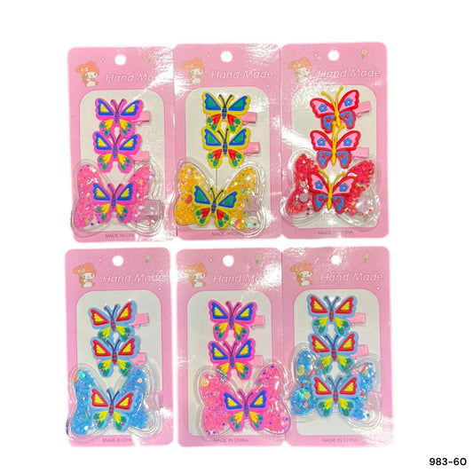 6 cards | Butterfly alligator clips for girls