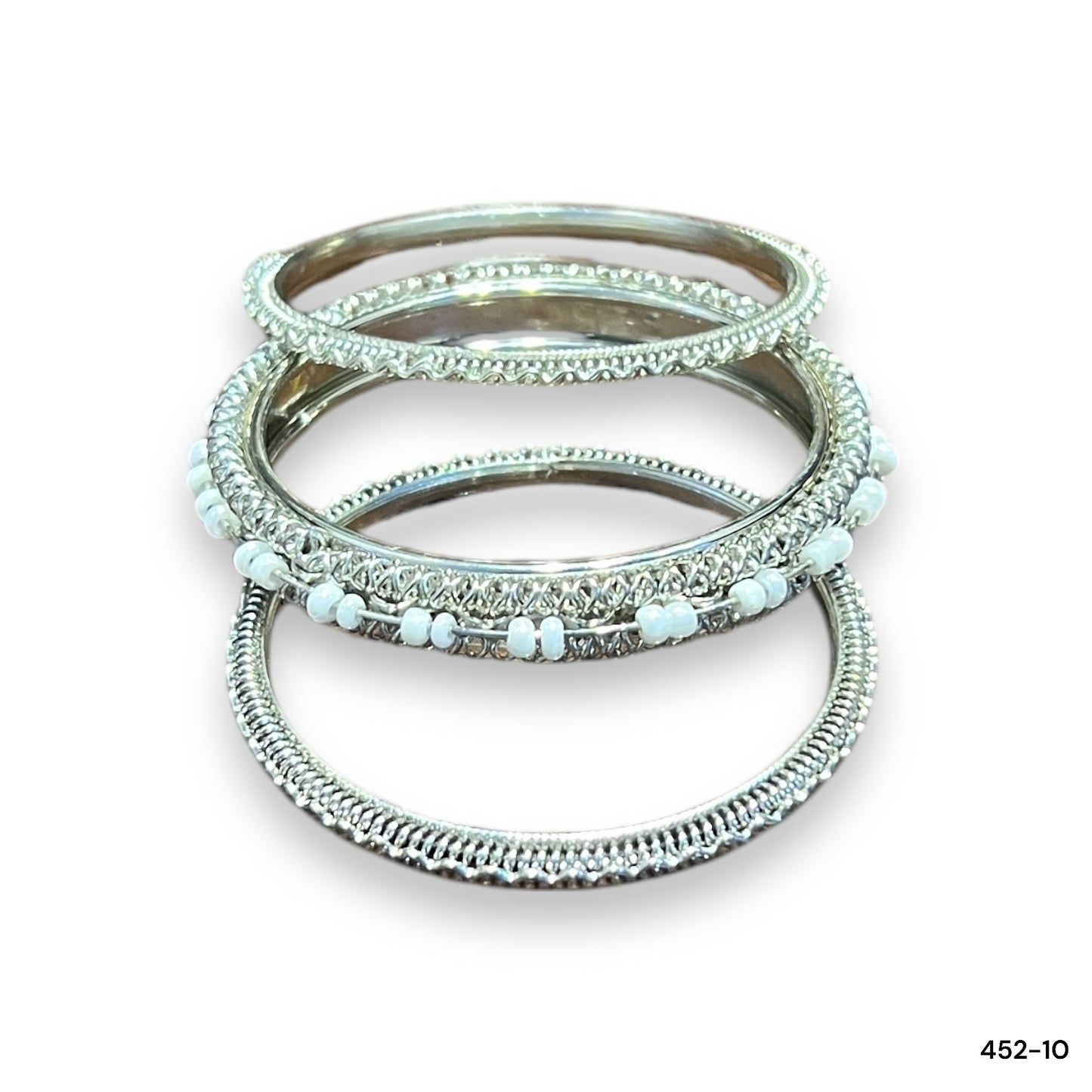 3 Indian Bangles Kara Set for Kids in Silver Color