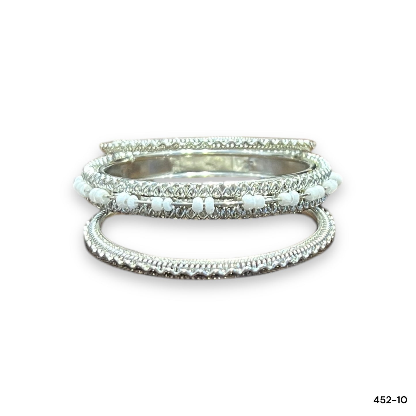 3 Indian Bangles Kara Set for Kids in Silver Color