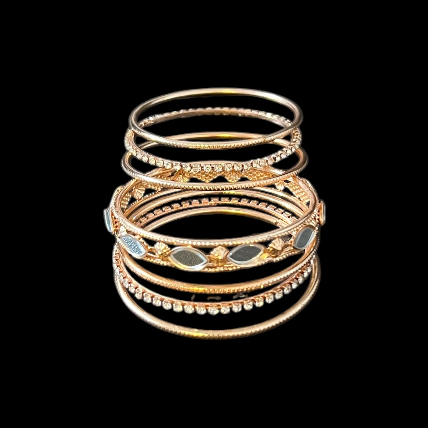 7 Indian Bangles Kara Set for Kids with Zircon in Copper Color