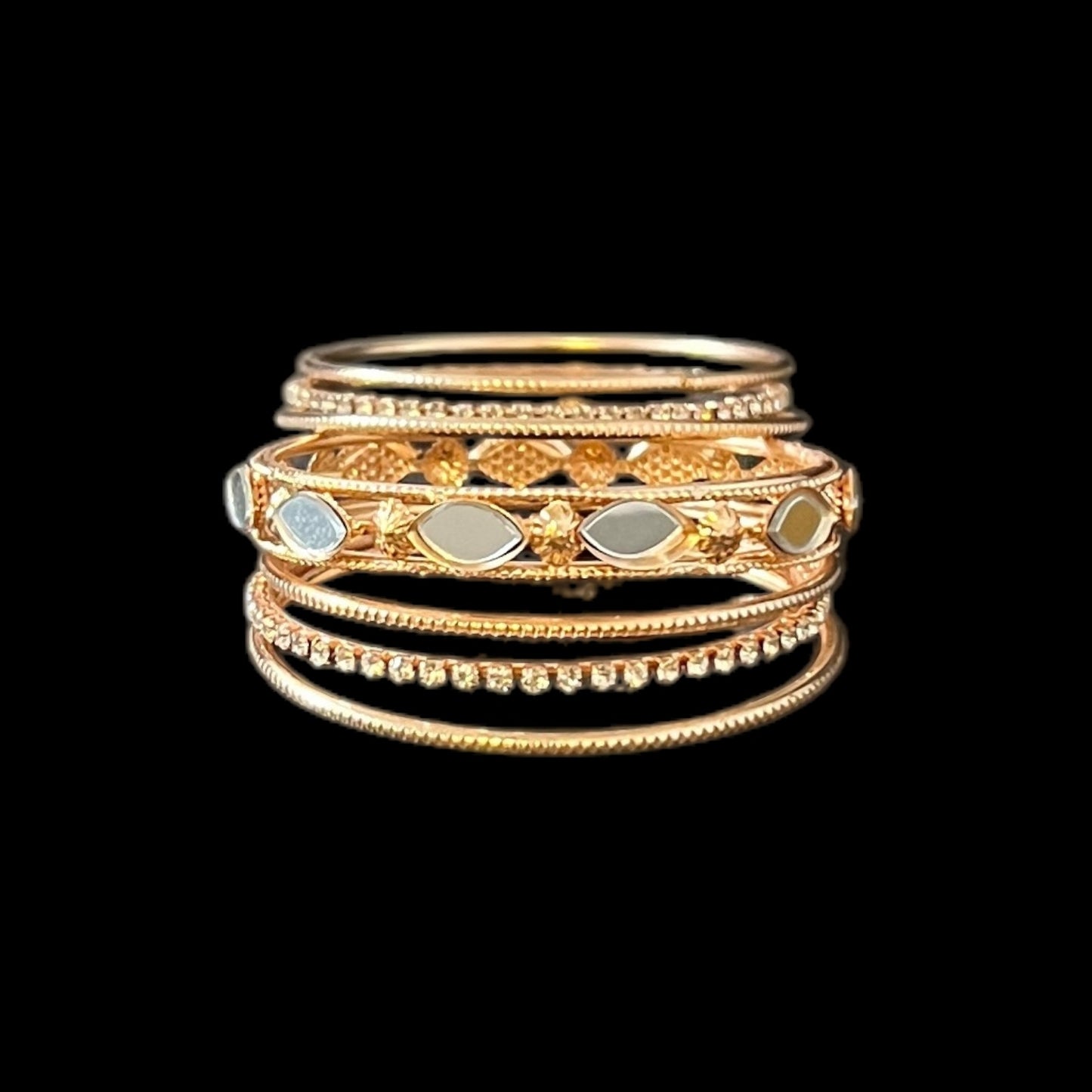 7 Indian Bangles Kara Set for Kids with Zircon in Copper Color