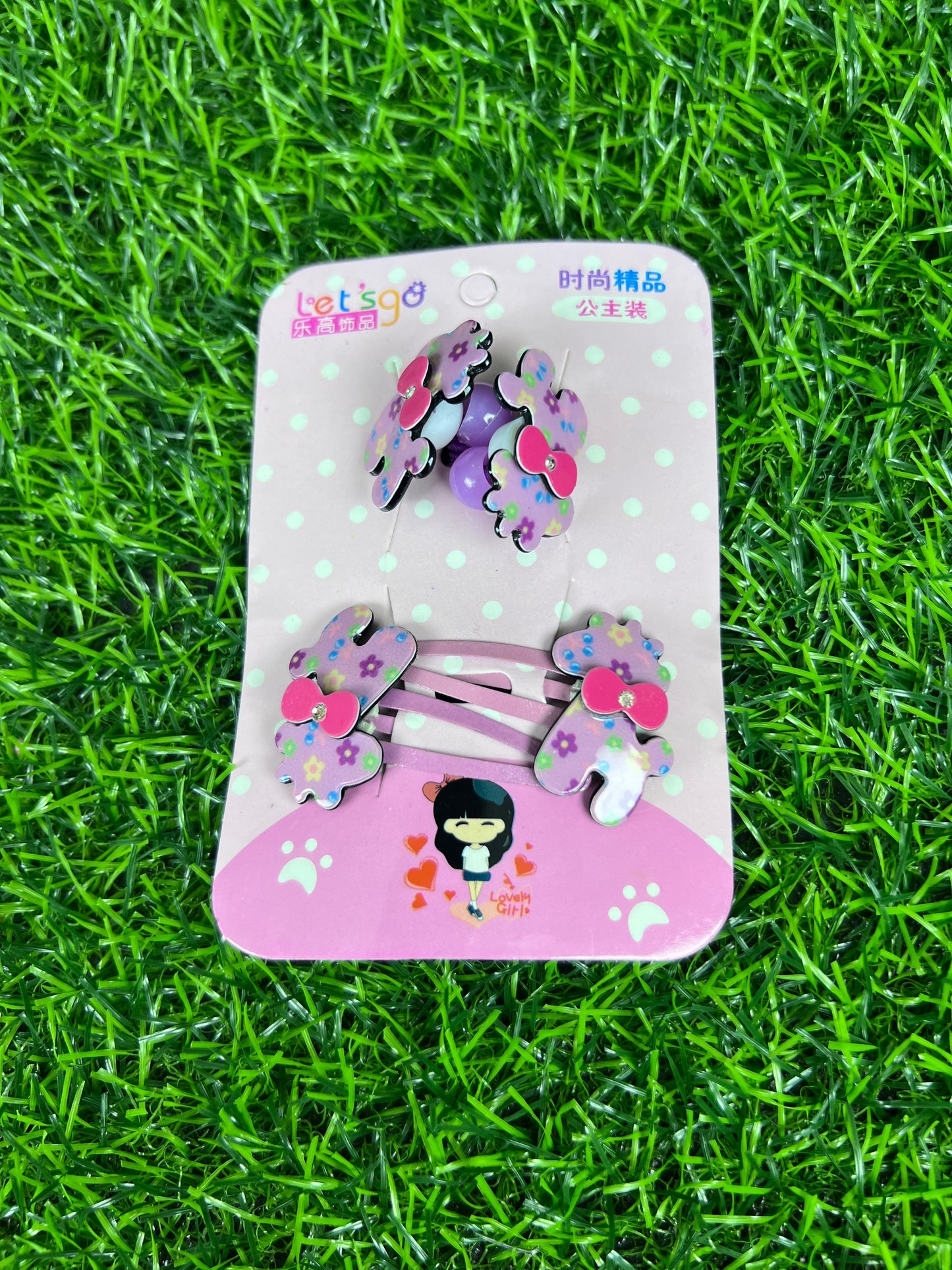 06 Cards | Floral metallic stylish 2 clips 2 ponies