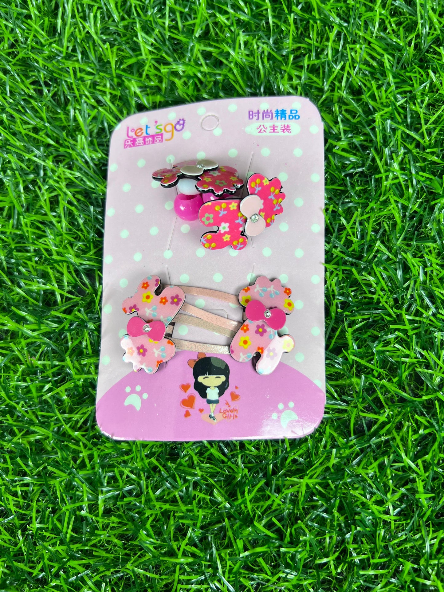 06 Cards | Floral metallic stylish 2 clips 2 ponies