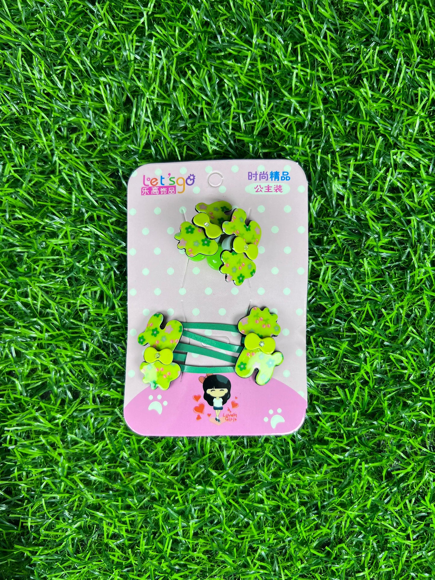 06 Cards | Floral metallic stylish 2 clips 2 ponies