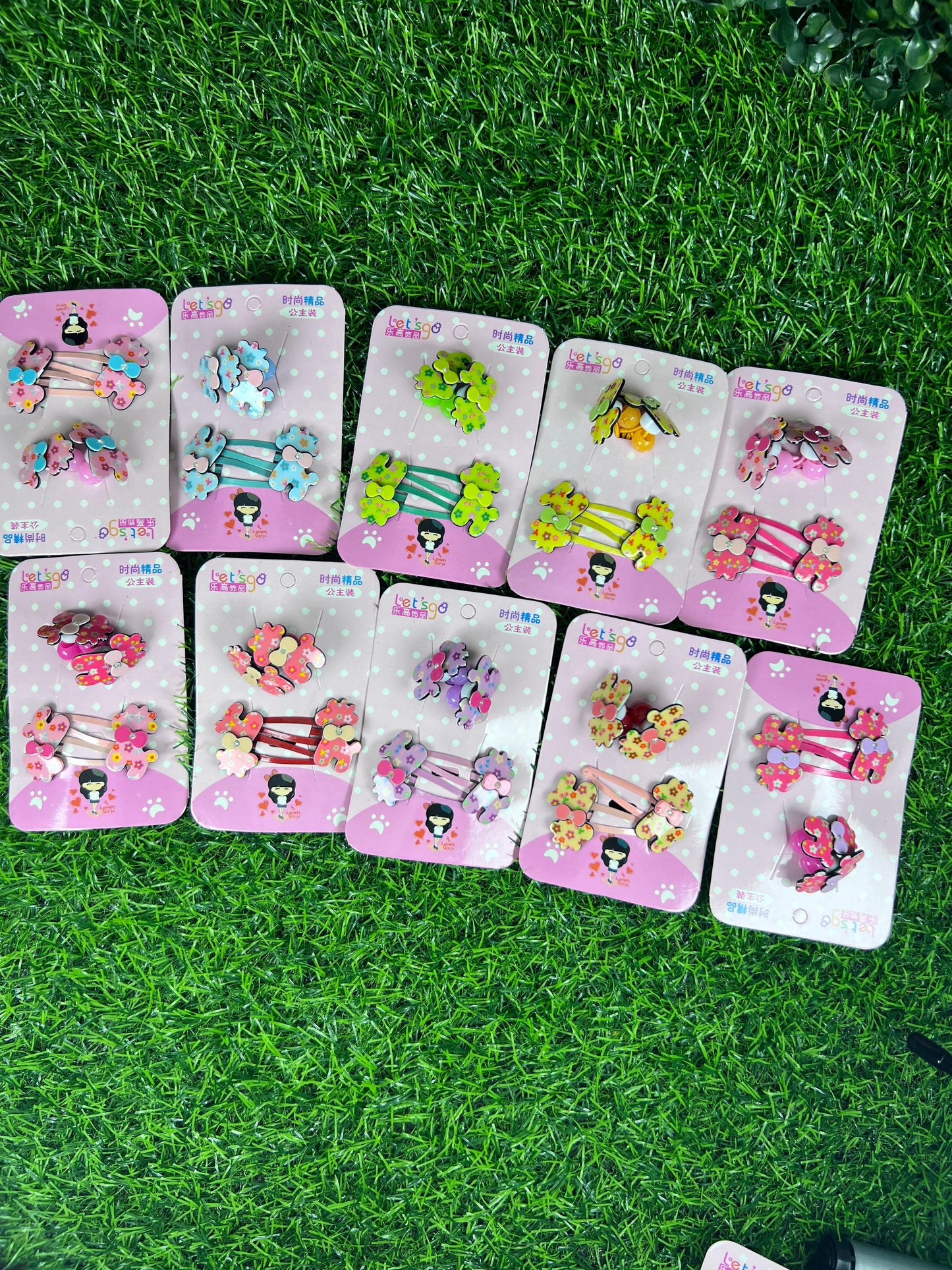 06 Cards | Floral metallic stylish 2 clips 2 ponies