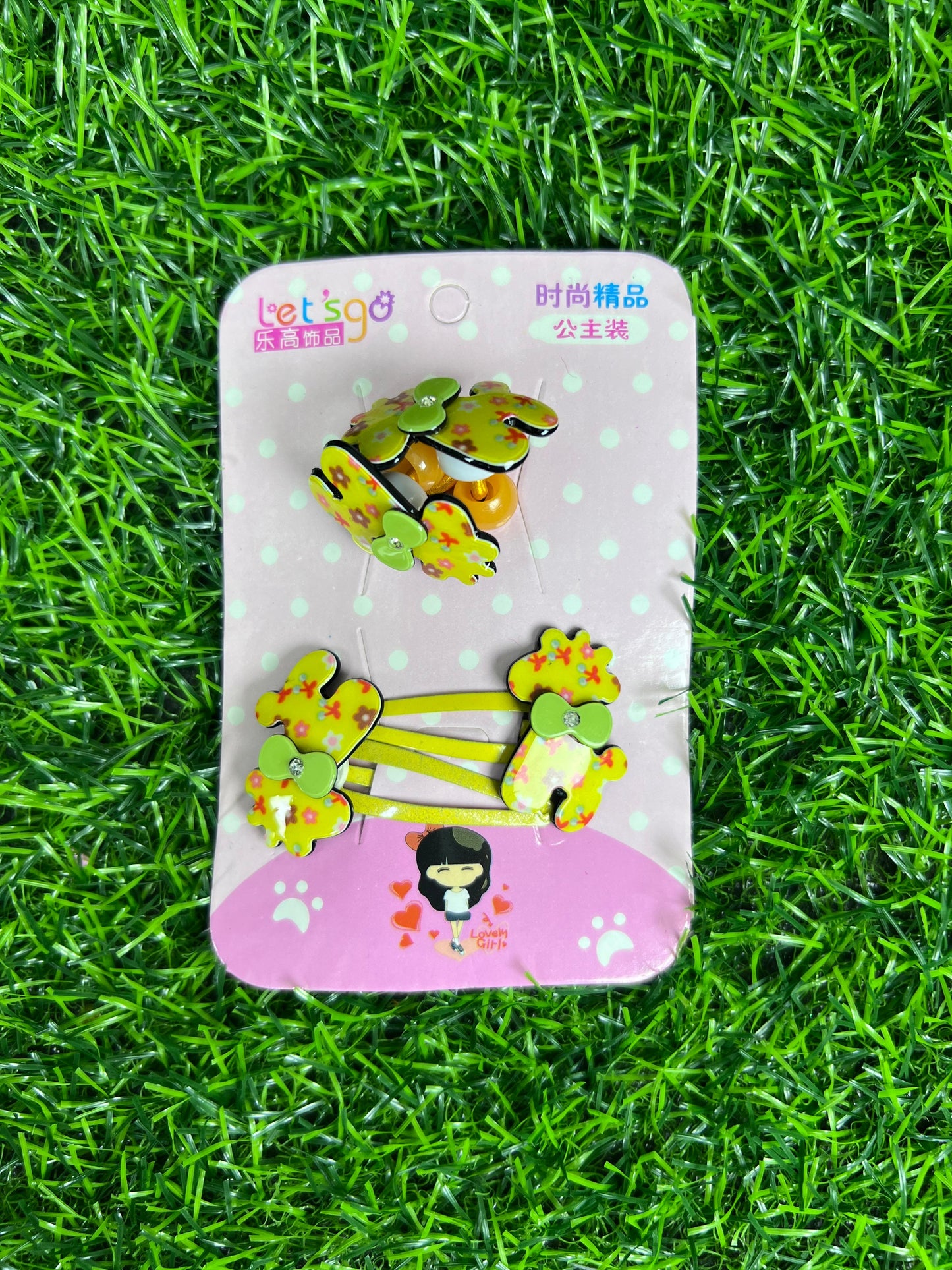 06 Cards | Floral metallic stylish 2 clips 2 ponies