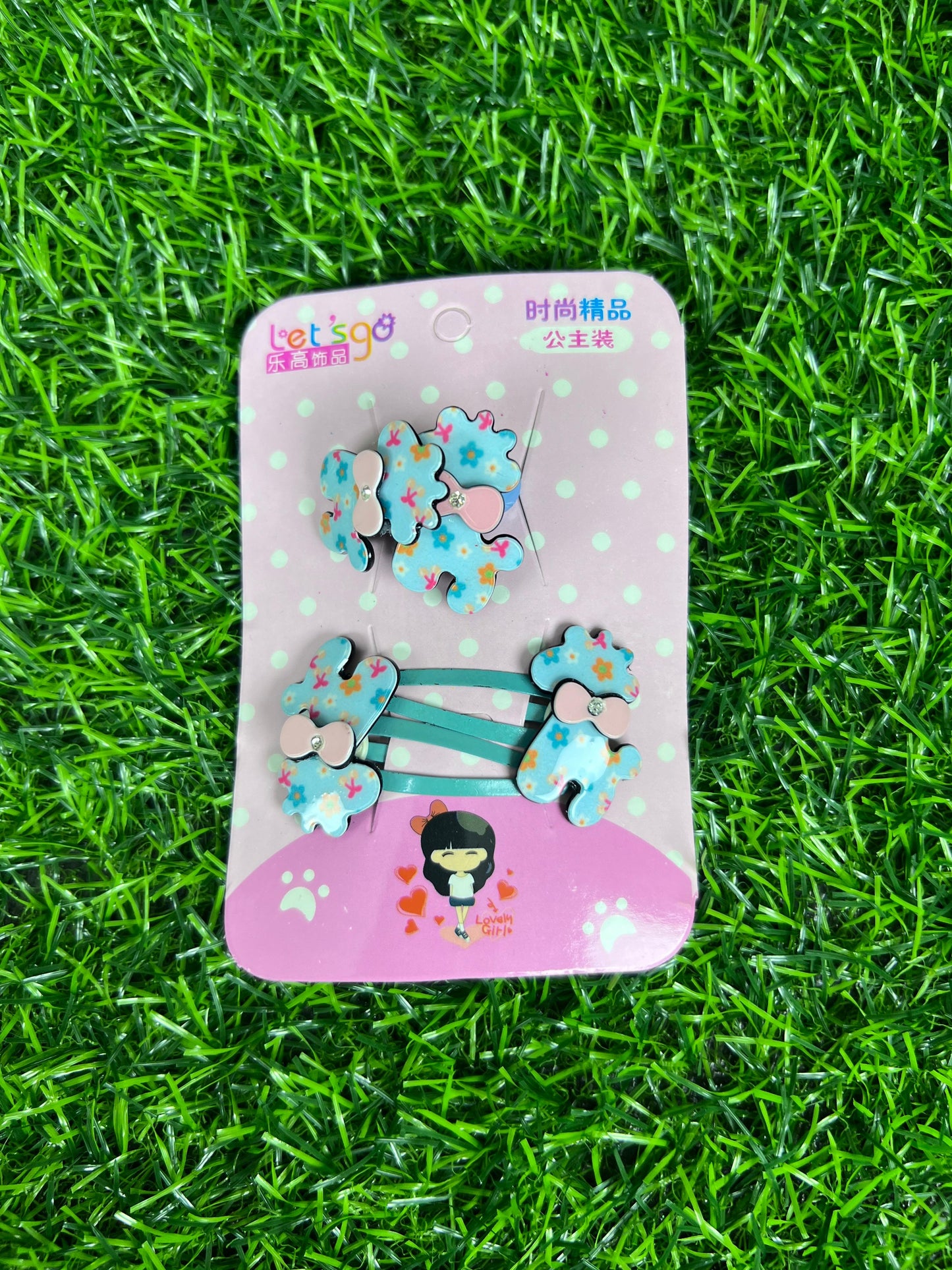 06 Cards | Floral metallic stylish 2 clips 2 ponies