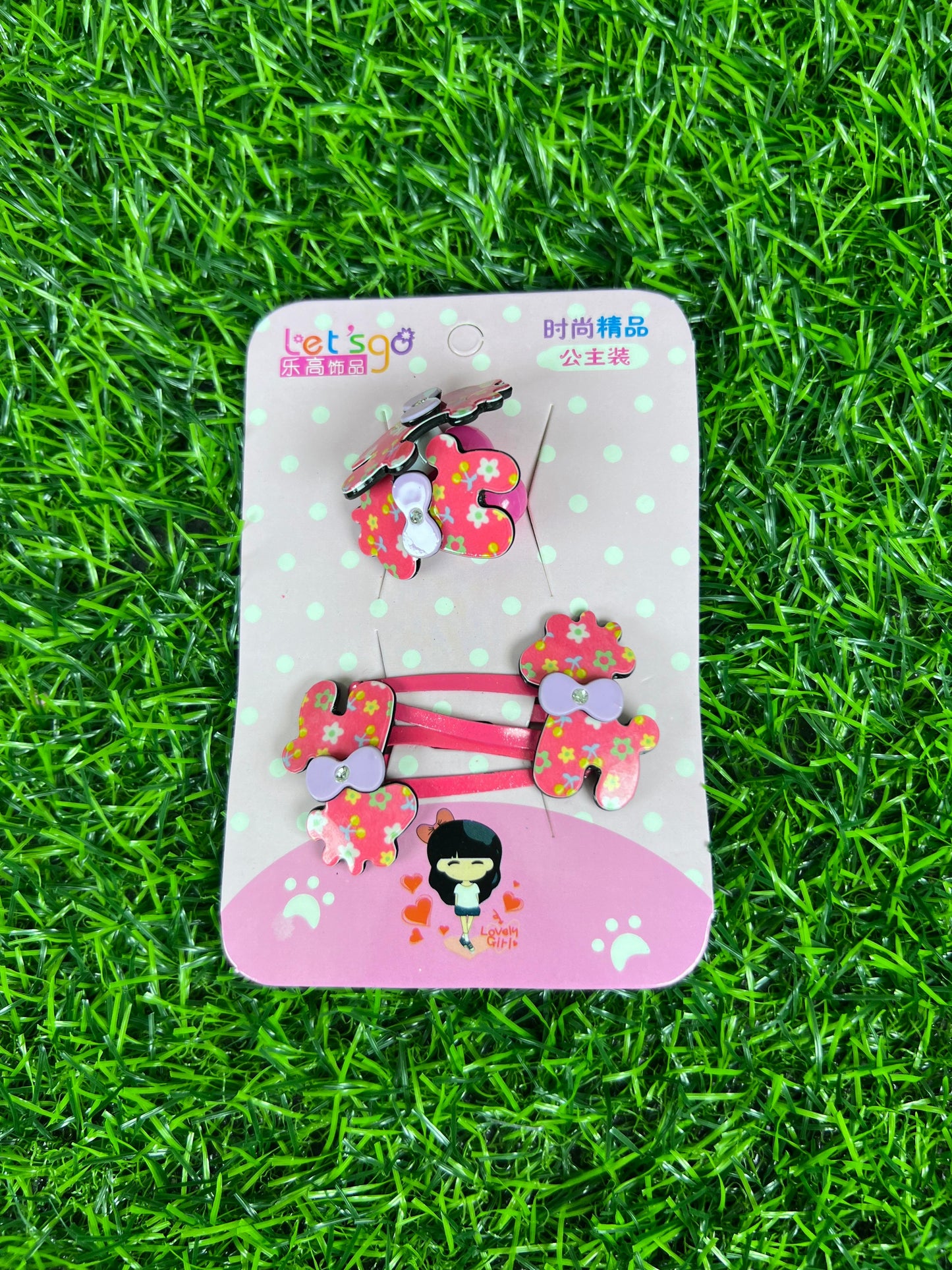 06 Cards | Floral metallic stylish 2 clips 2 ponies