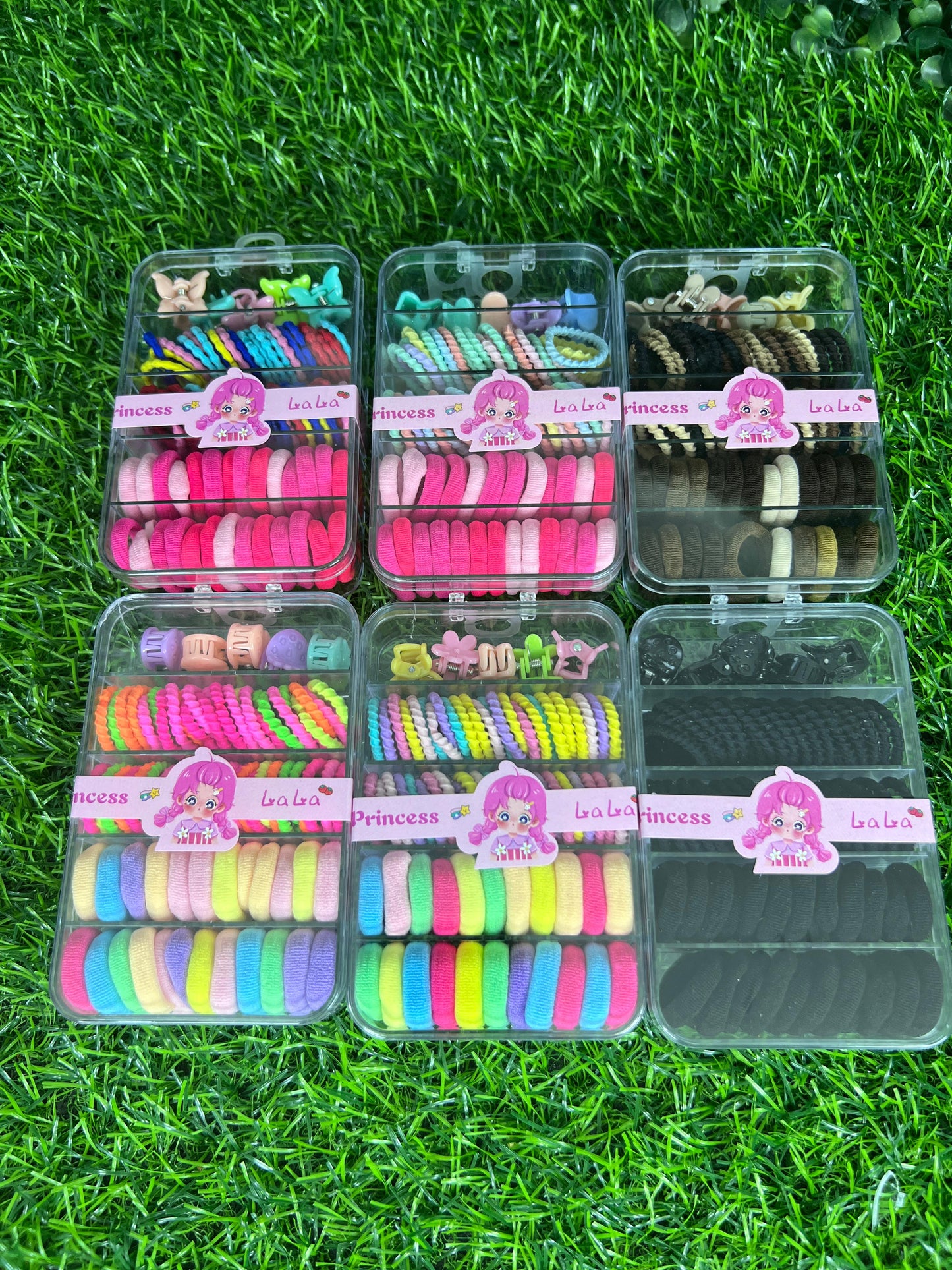 6 box | Mixed hair bands and clips for Kids gift box