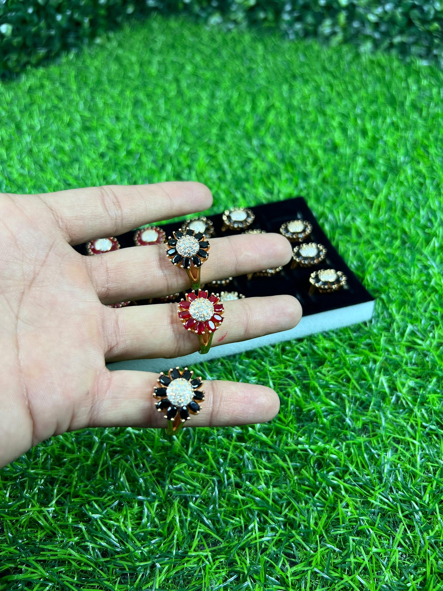 24 Pcs | Golden zircon rings