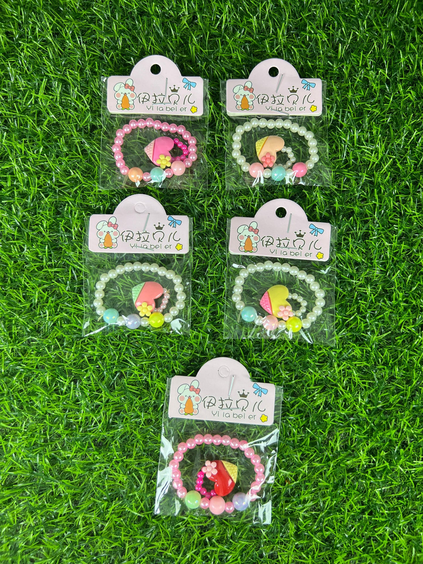 05 Cards | Beads bracelet and ring for kids