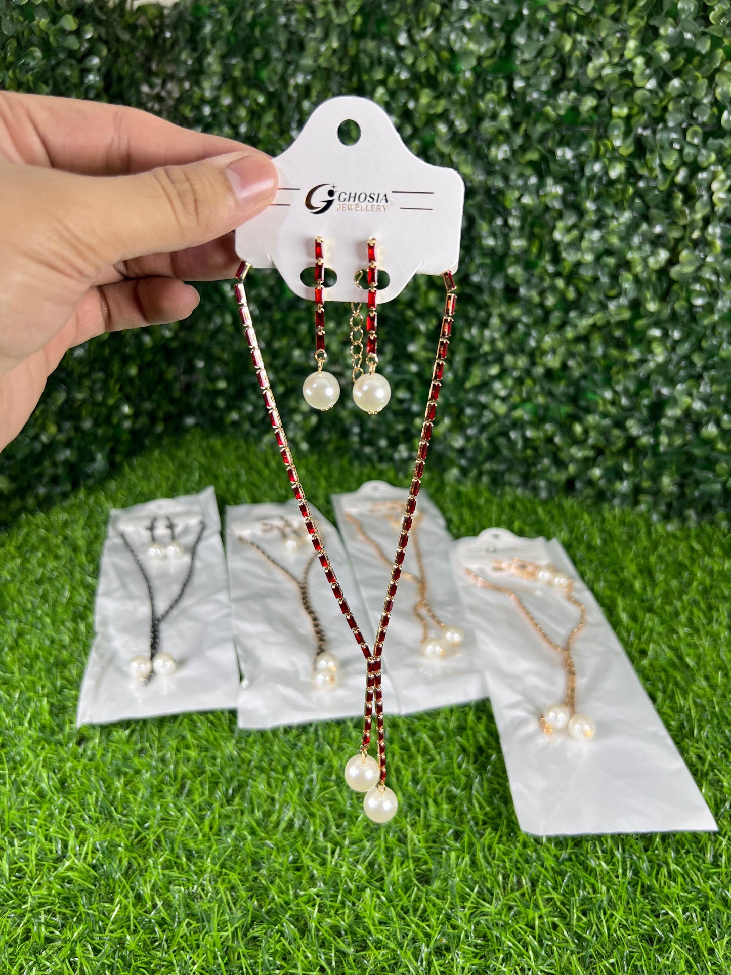 03 sets | Long necklace and earrings set