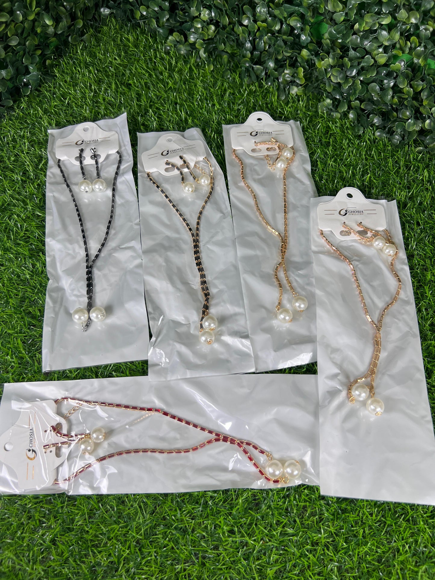 03 sets | Long necklace and earrings set