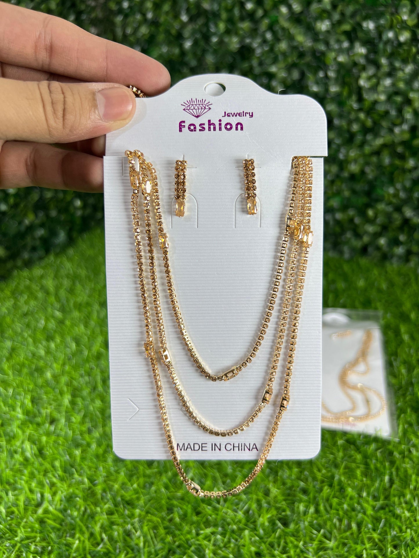 03 Sets | Triple chain maala and earrings