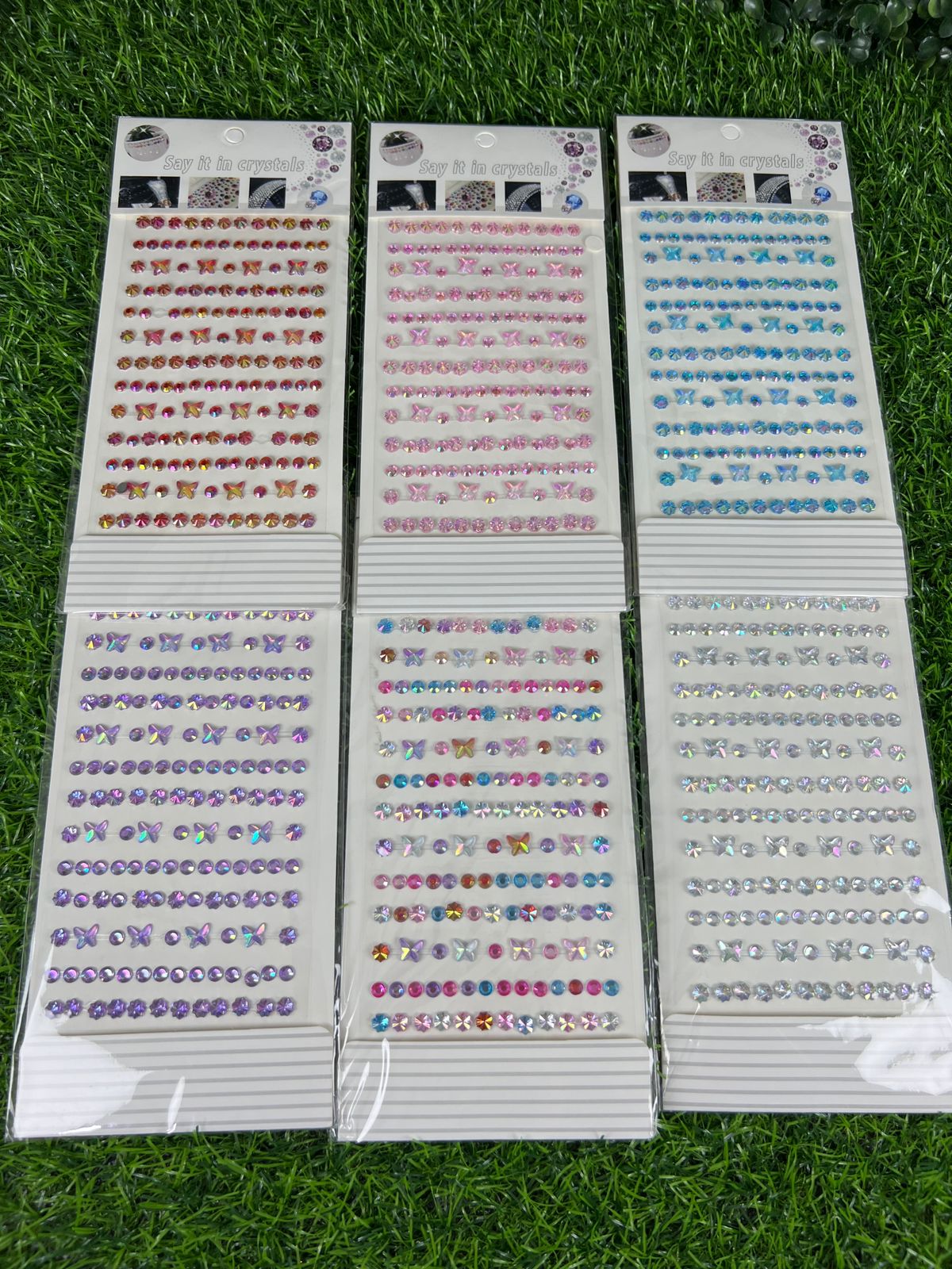 6 cards | 6 colours crystal stickers for art and design