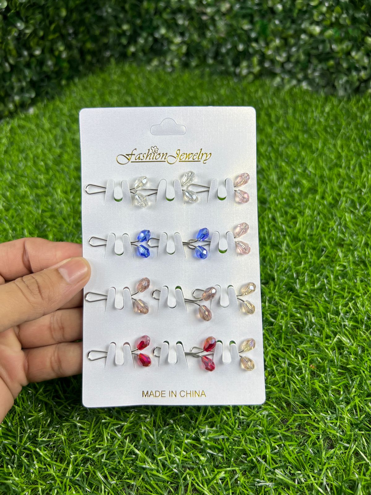 1 card | Crystal Clip Pins for scarf hijab