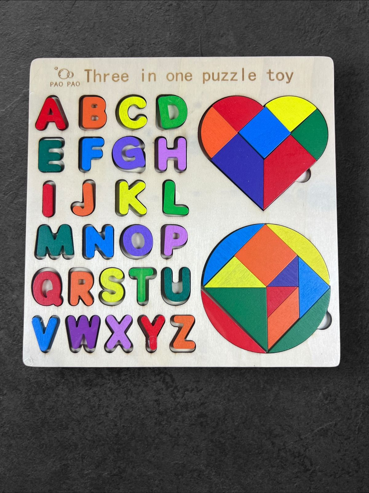 1 piece | Kids wooden 3 in 1 puzzle toy - ABC