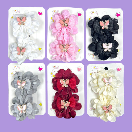 6 cards | Beautiful floral butterfly clips for girls