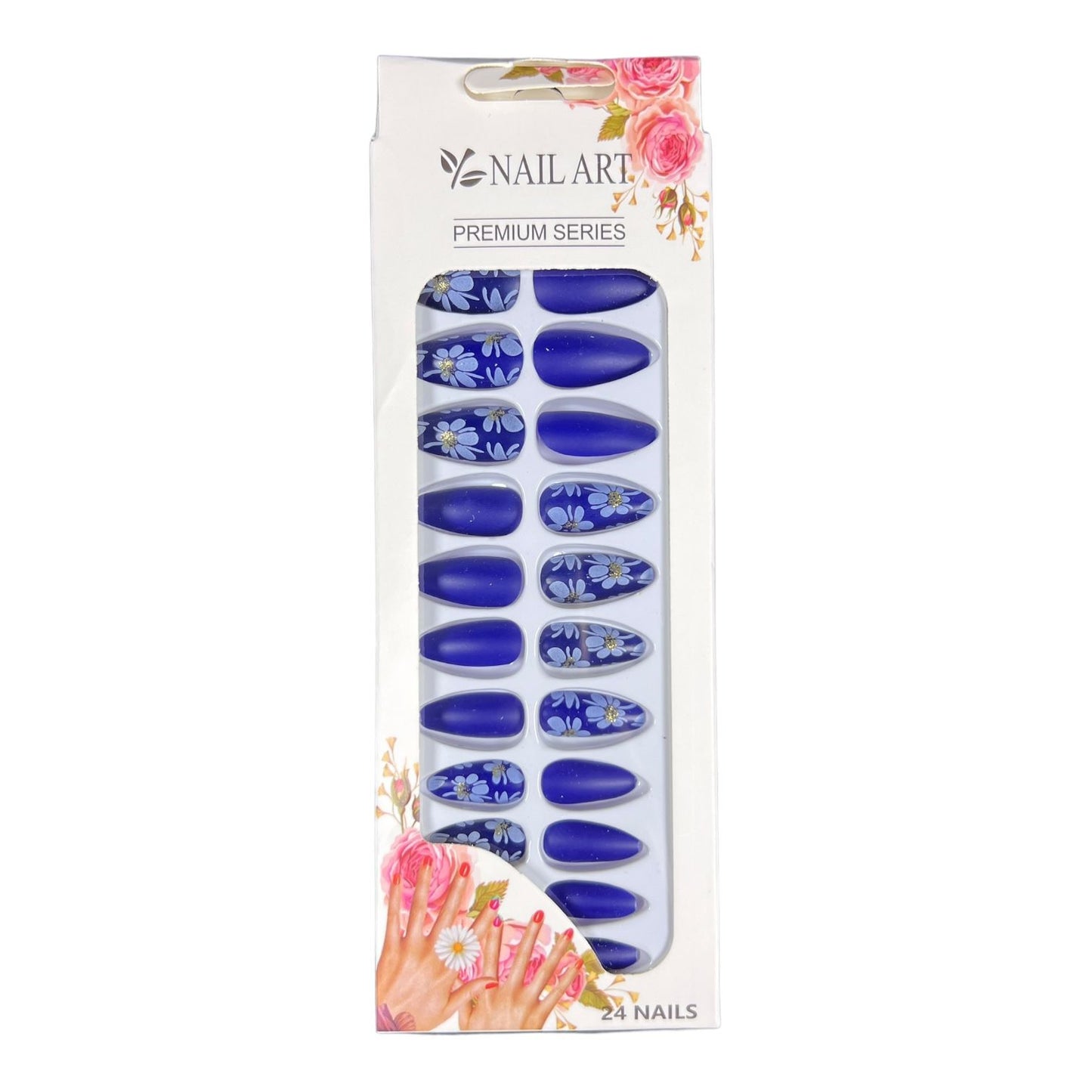 6 nails sets | 24 Matt false nails with glue sticker, ab-12